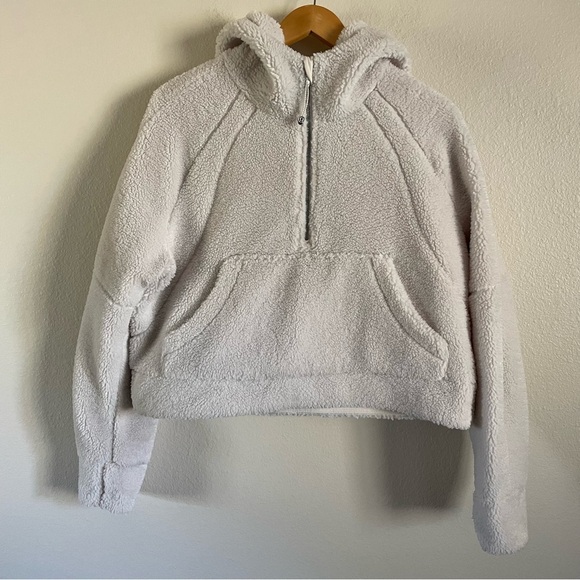 Lululemon Scuba Sherpa Half Zip Hoodie Cream Bone Size M/L - Picture 2 of 9